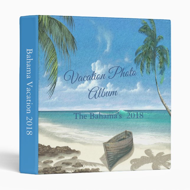 Tropical Beach Vacation Photo Album Binder (Front/Spine)