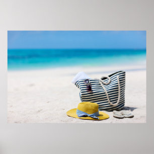 Tropical beach vacation poster