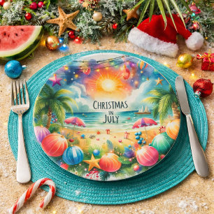 Tropical Beach Vibe Christmas In July  Paper Plate