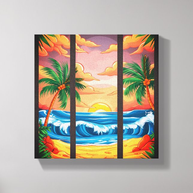 Tropical Beach Wall Art Premium Wrapped Canvas (Front)