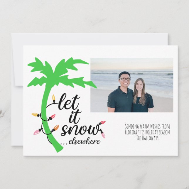 Tropical Beach Warm Wishes Holiday Card (Front)