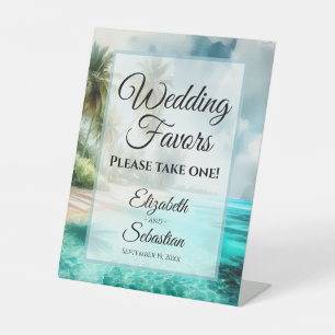 Tropical Beach Watercolor Wedding Favors Sign