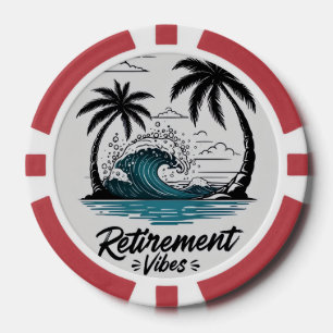 Tropical Beach Wave & Palm Tree Poker Chips