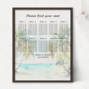 Tropical Beach Wedding 10 Tables Seating Chart