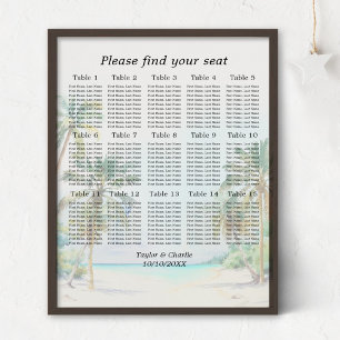 Tropical Beach Wedding 15 Tables Seating Chart