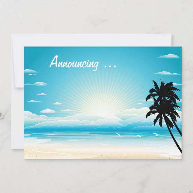 Tropical Beach  Wedding Annoucement Invitation (Front)
