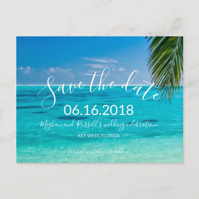 Tropical Beach Wedding Enregistrer la Date Cartes  (Devant)