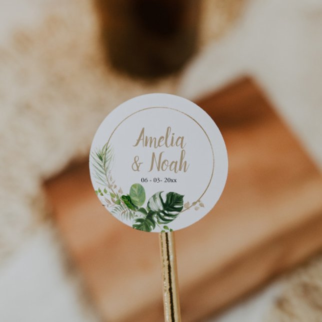 Tropical Beach Wedding Favour Sticker (Creator Uploaded)