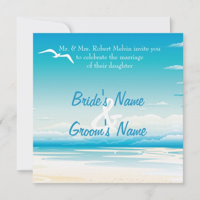 Tropical Beach  Wedding Invitation (Front)