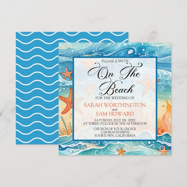 Tropical Beach Wedding Invitation (Front/Back)