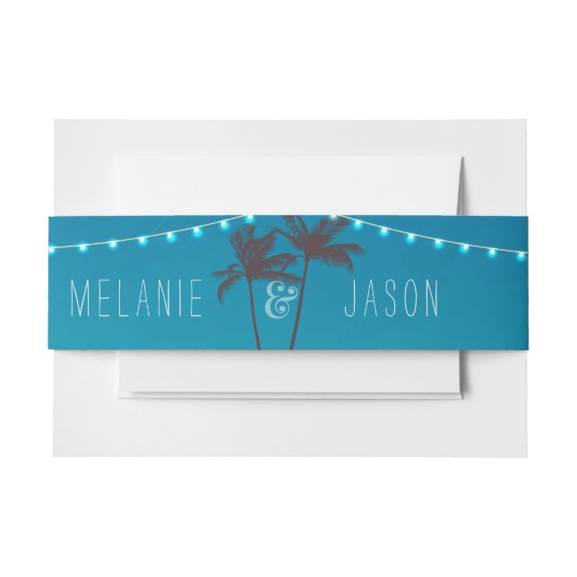 Tropical Beach Wedding Invitation Belly Band (Front Example)