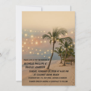 Tropical Beach Wedding Invitation   Elegant Sunset
