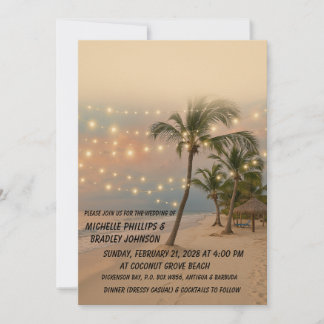 Tropical Beach Wedding Invitation | Elegant Sunset
