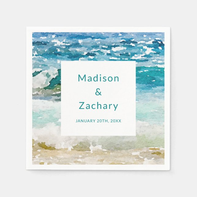 Tropical Beach Wedding Napkin (Front)