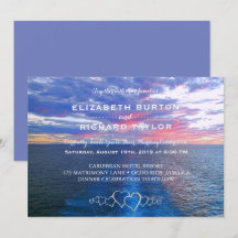 Tropical Beach Wedding Ocean Sunset Invitation