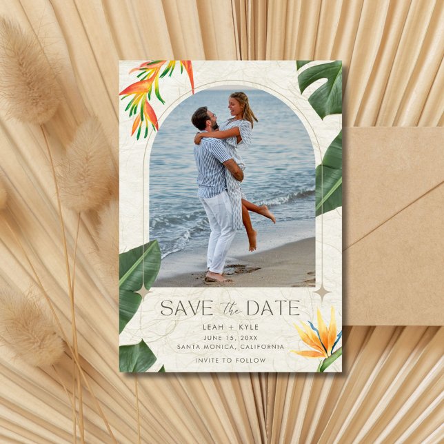 Tropical Beach Wedding Photo  Save The Date (Tropical Beach Wedding Photo Save The Date)