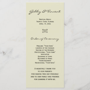 Tropical Beach Wedding Program