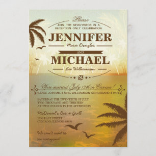 Tropical Beach Wedding Reception Only  Invitations