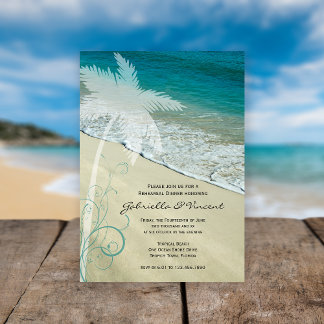 Tropical Beach Wedding Rehearsal Dinner Invitation