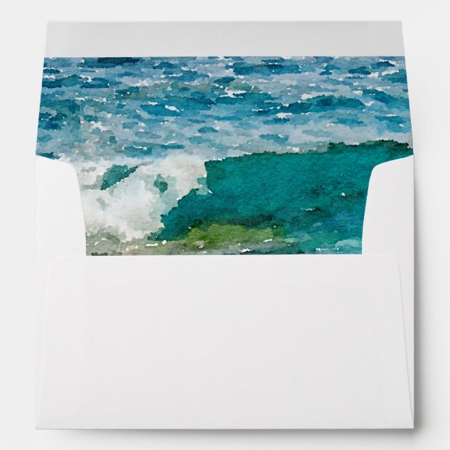 Tropical Beach Wedding Return Address A7 Envelope (Back (Bottom))