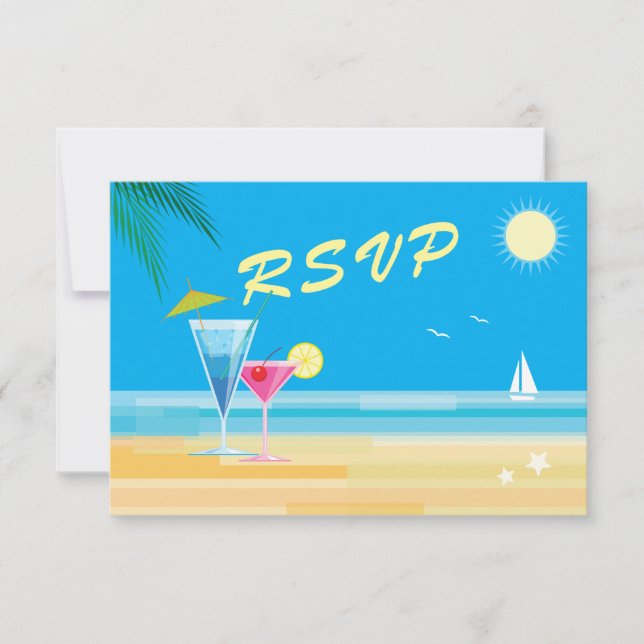 Tropical Beach Wedding RSVP (Front)
