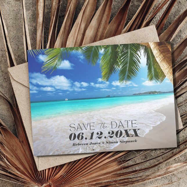 Tropical Beach Wedding Save the Date Announcement Postcard (Creator Uploaded)
