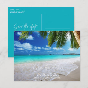 Tropical Beach Wedding Save the Date Announcement Postcard