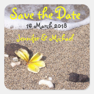 Tropical Beach Wedding / save the date Square Sticker
