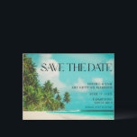 Tropical Beach Wedding Save the Dates Save The Date<br><div class="desc">Tropical blue waters and palm tree beach scene wedding save the dates for your destination, island or beach wedding! Customize with your names, wedding date and location. Contact me using the button below if you need any assistance or would like to add your photo to the backside of this card....</div>
