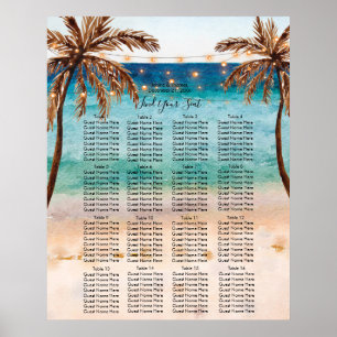 tropical beach wedding seating chart sign