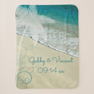Tropical Beach Wedding Sherpa Blanket