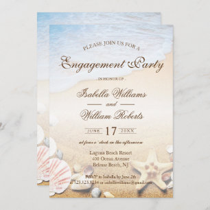 Tropical Beach Wedding Starfish Engagement Party Invitation