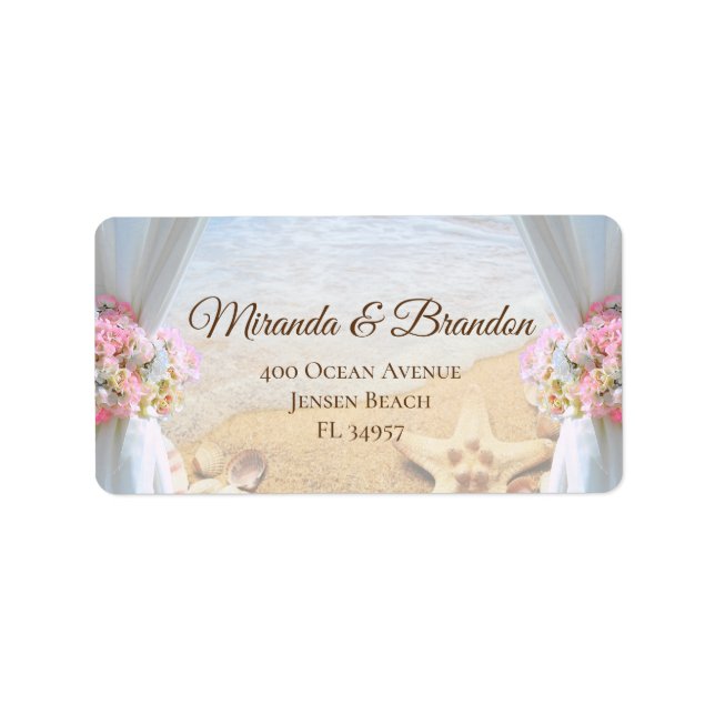 Tropical Beach Wedding Starfish Étiquette (Devant)