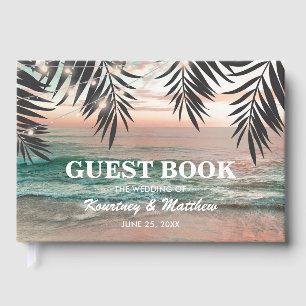 Tropical Beach Wedding String of Lights Guest Book