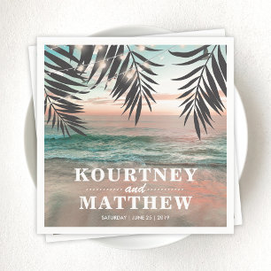 Tropical Beach Wedding   String of Lights Napkin