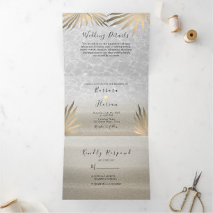 Tropical Beach Wedding Tri-Fold Invitation