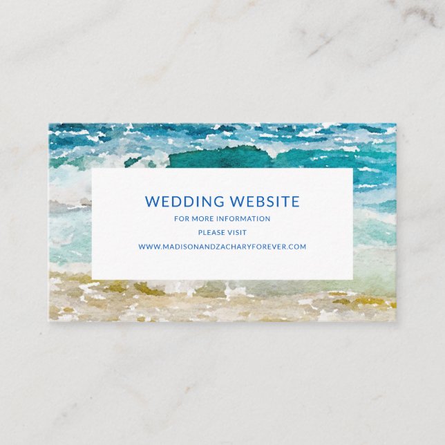 tropical beach wedding website enclosure card (Front)