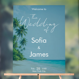 Tropical Beach Wedding Welcome Sign 