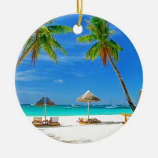 TROPICAL BEACH WISH YOU WERE HERE CUSTOM POSTCARD CERAMIC ORNAMENT