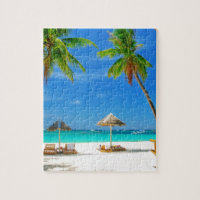TROPICAL BEACH WISH YOU WERE HERE CUSTOM POSTCARD