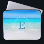 Tropical Beach with a Turquoise Sea Monogram Laptop Sleeve<br><div class="desc">A monogrammed laptop sleeve with a sandy tropical beach. A gorgeous turquoise sea in the distance and crystal clear waters caressing a sandy beach. A bright blue sky in the background.</div>