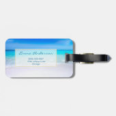 Tropical Beach with a Turquoise Sea Monogram Luggage Tag (Back Horizontal)