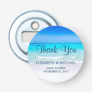 Tropical Beach with a Turquoise Sea Wedding Thanks Bottle Opener