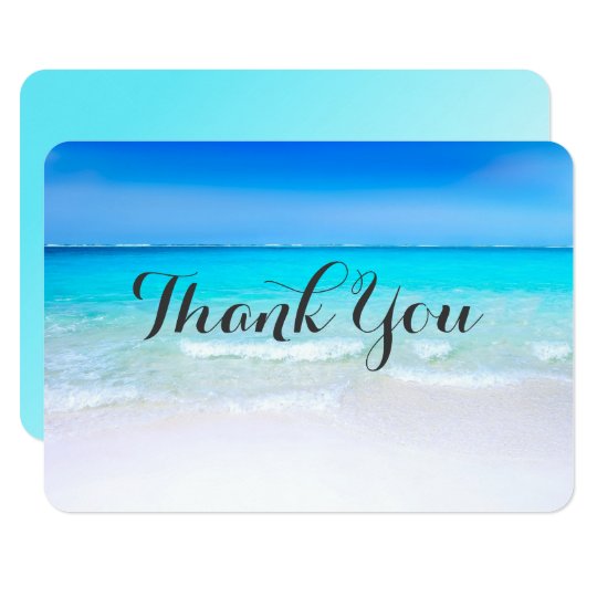 Tropical Beach with a Turquoise Sea Wedding Thanks Card