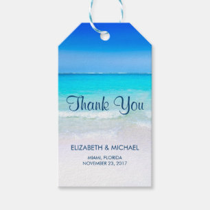 Tropical Beach with a Turquoise Sea Wedding Thanks Gift Tags