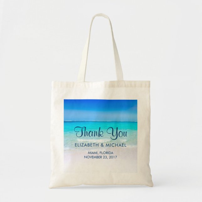 Tropical Beach with a Turquoise Sea Wedding Tote Bag (Front)