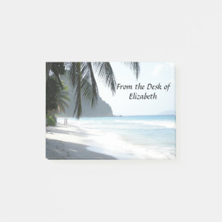 Tropical Beach with Palm Trees Personalized Post-it Notes
