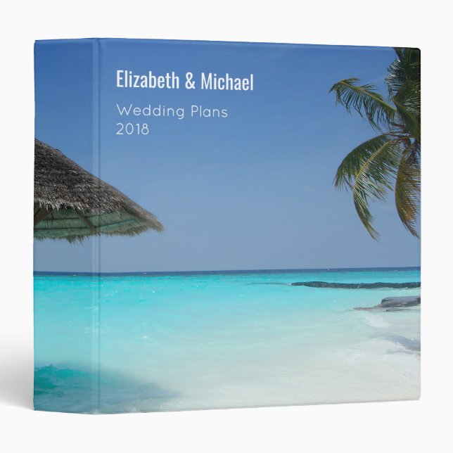 Tropical Beach with Thatched Umbrella Custom Binder (Front/Spine)