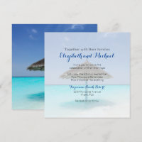 Tropical Beach with Thatched Umbrella Wedding