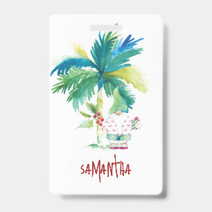 Tropical Beach Xmas Name Tags Badge